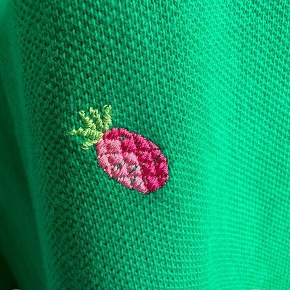 Quacker Factory 1X Green Pineapple Polo Shirt Plus Size Preppy Colorful Casual - Picture 2 of 7